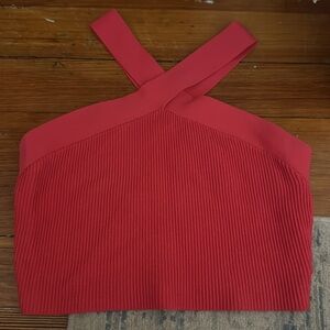 Aritzia Babaton Pink Ribbed Criss Cross Tank Top